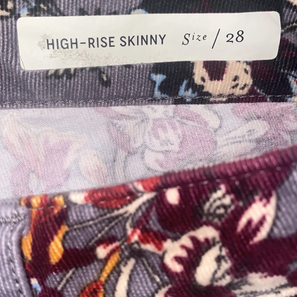 Anthropologie, Pilcro and the Letterpress Grey Floral Cord High Rise Skinny 28 - Picture 3 of 5